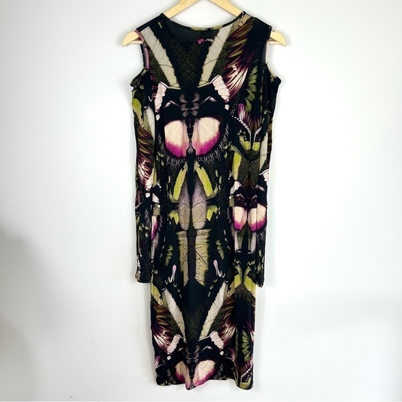 Y2K RARE Vintage Jean Paul Gaultier Soleil Fuzzi Butterfly Mid Length Dress XL - Picture 3 of 7